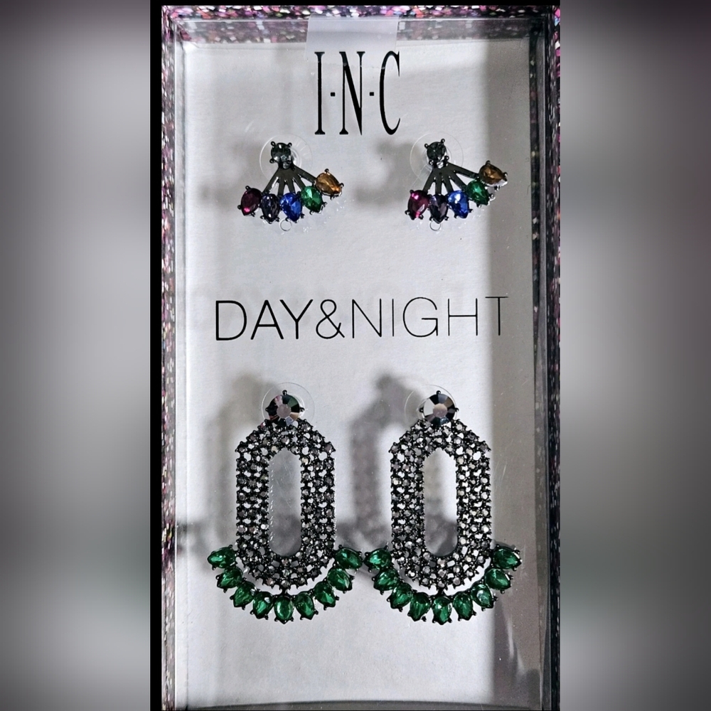 INC International Concepts Multicolor and Green Earrings Set